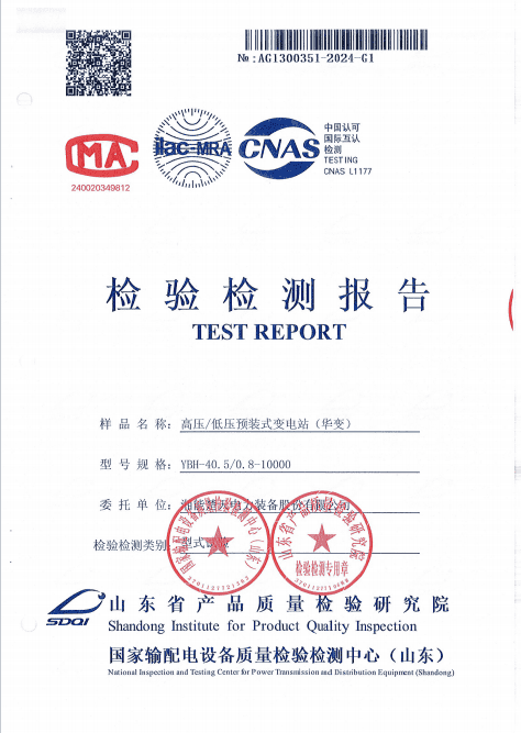 检测报告 高压低压预装式变电站（华变）